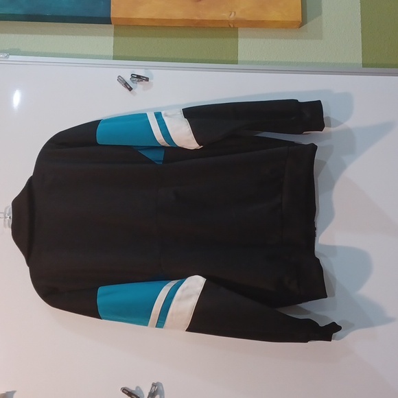 Mervyn's Cheetah brand blk/teal/wht color block 90's vtg full zip track jacket - Picture 5 of 8